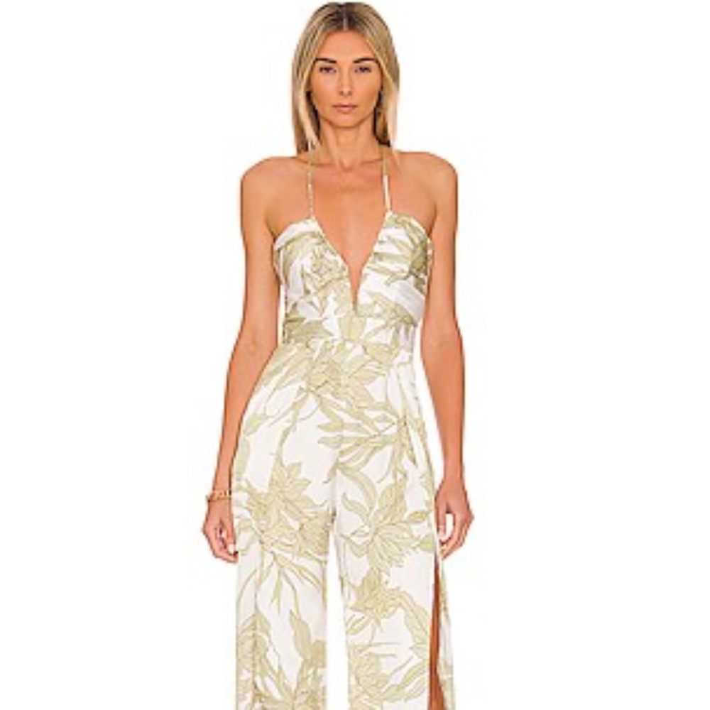 KATIE MAY Never Cross Jumpsuit in Green Floral